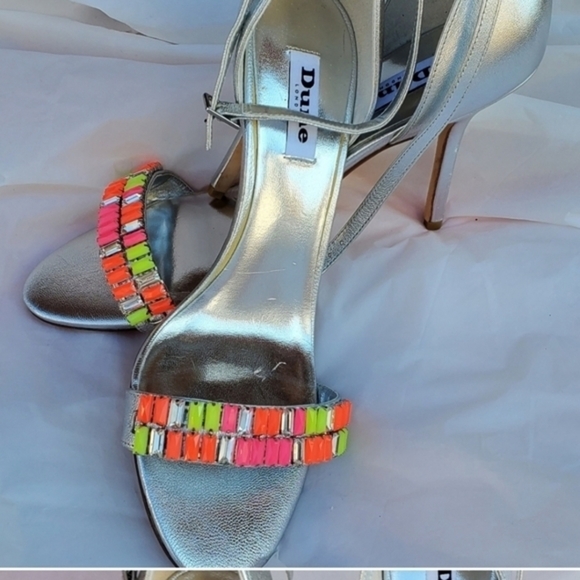 Dune Gladiator Neon Ankle Strap foil sandals 10‎ NWD - Picture 4 of 12